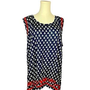 ~ Lucky Brand EST. 1990 Nautical Navy and Red sleeveless  Women's Top Size…